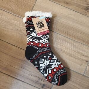 Muk Luks Women's Black and Red Patterned Socks